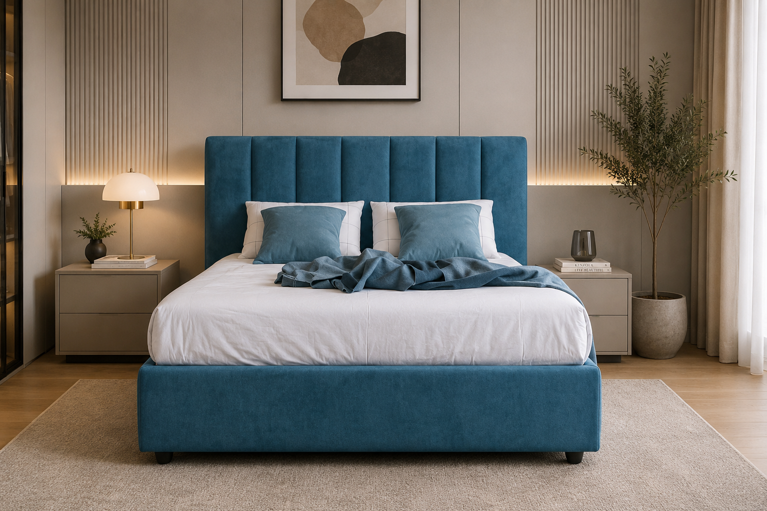 Letto Janeiro con Contenitore — Tessuto Antimacchia Made in Italy