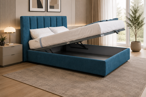 Letto Janeiro con Contenitore — Tessuto Antimacchia Made in Italy