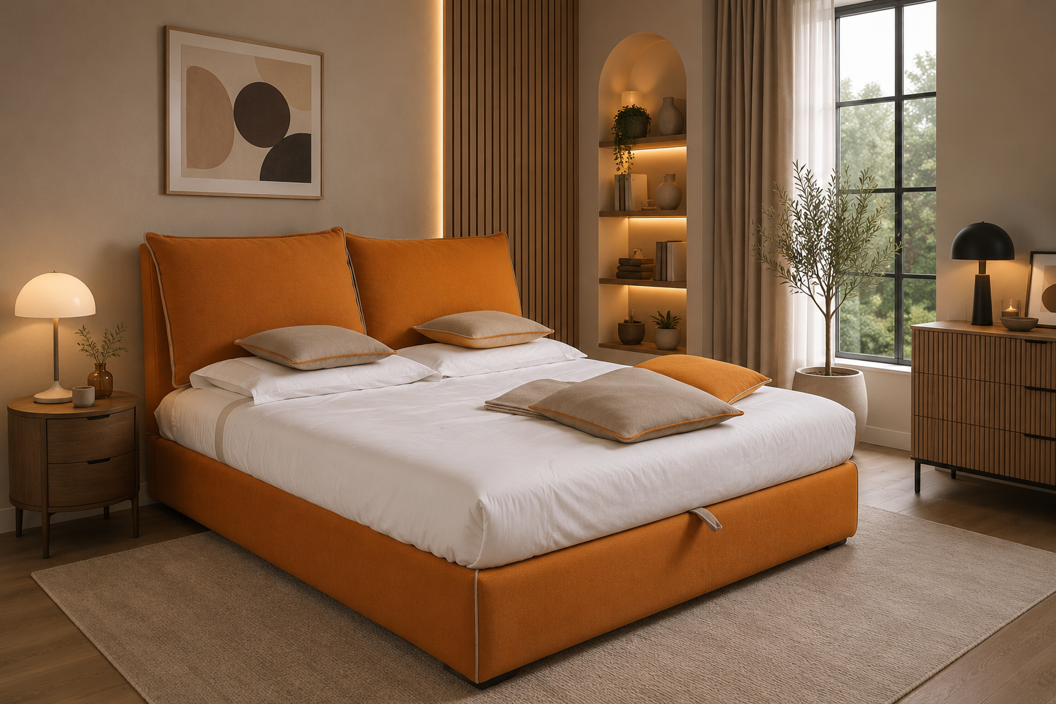 Letto Maya con Contenitore — Tessuto di Alta Qualità Made in Italy