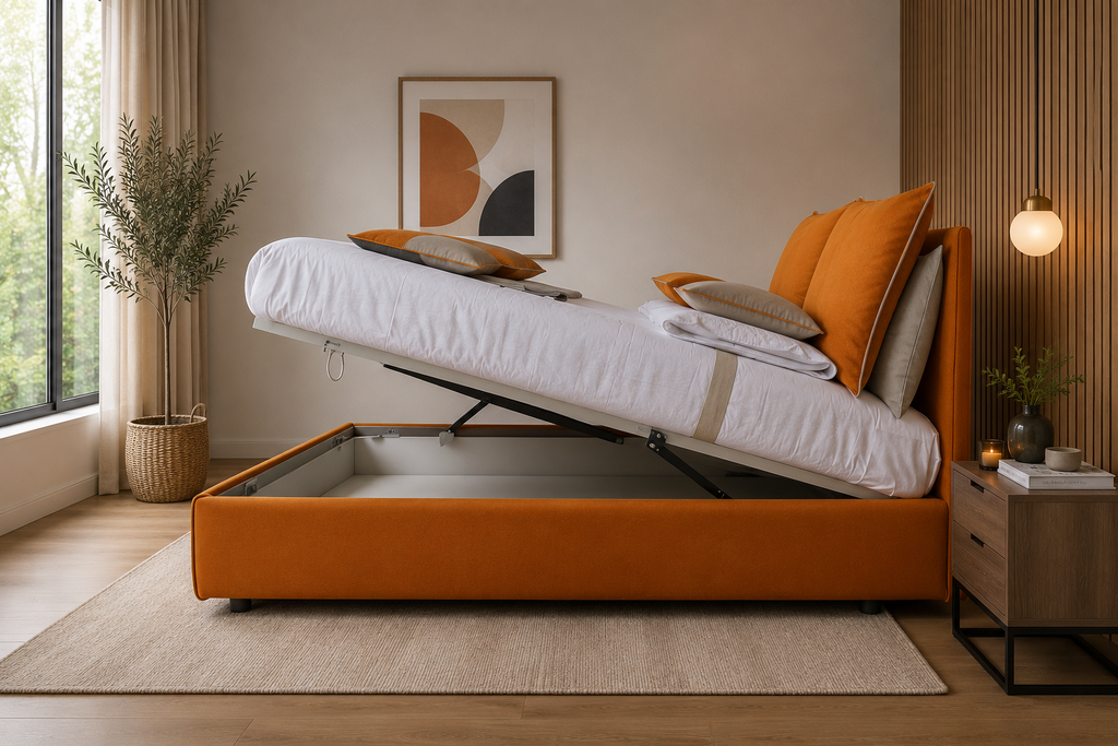 Letto Maya con Contenitore — Tessuto di Alta Qualità Made in Italy