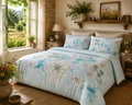 Completo Letto Matrimoniale Giardino — 100% Cotone Tinto e Stampato in Italia