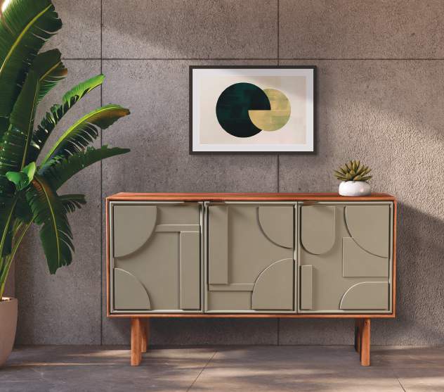 Credenza Geo — Ante Geometriche in Legno Massello 145 cm