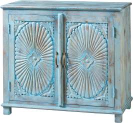 Credenza Serena 2 Ante — Intagliata Legno Massello Celeste 100 cm
