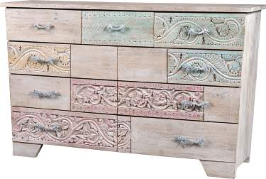 Como Namaste — Cassettiera 9 Cassetti Intagliati Legno Massello 150 cm