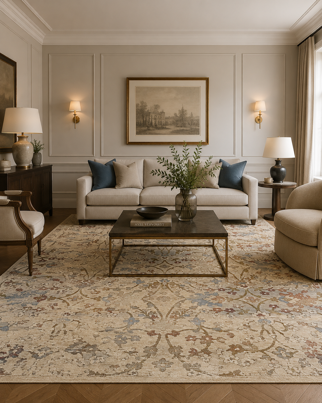 Tappeto Modern Kilim 01 — Floreale Orientale Avorio a Pelo Corto 160x230