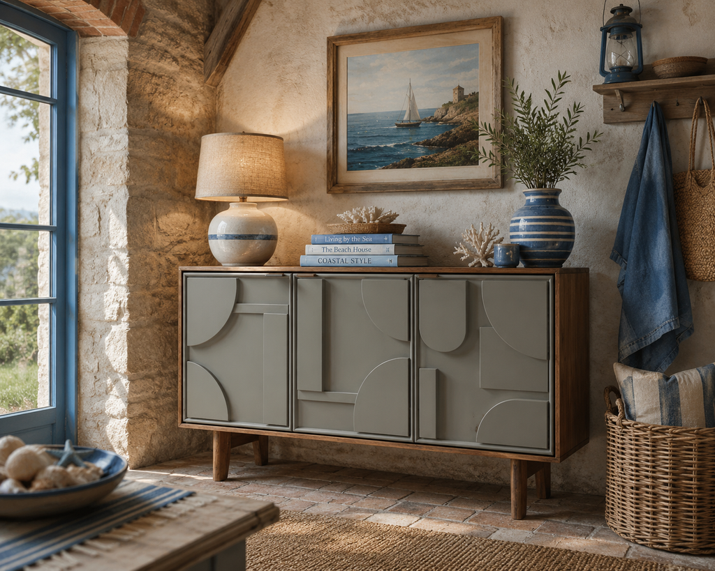 Credenza Geo — Ante Geometriche in Legno Massello 145 cm