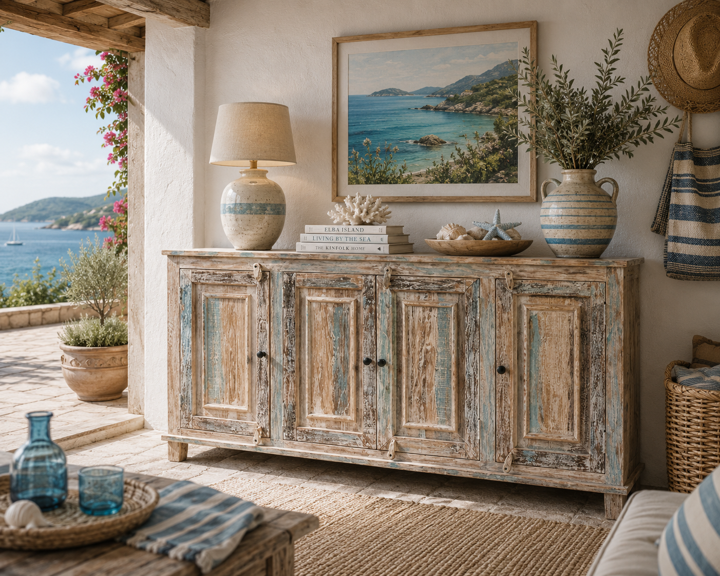 Credenza Shabby — Legno Massello Vintage 175 cm