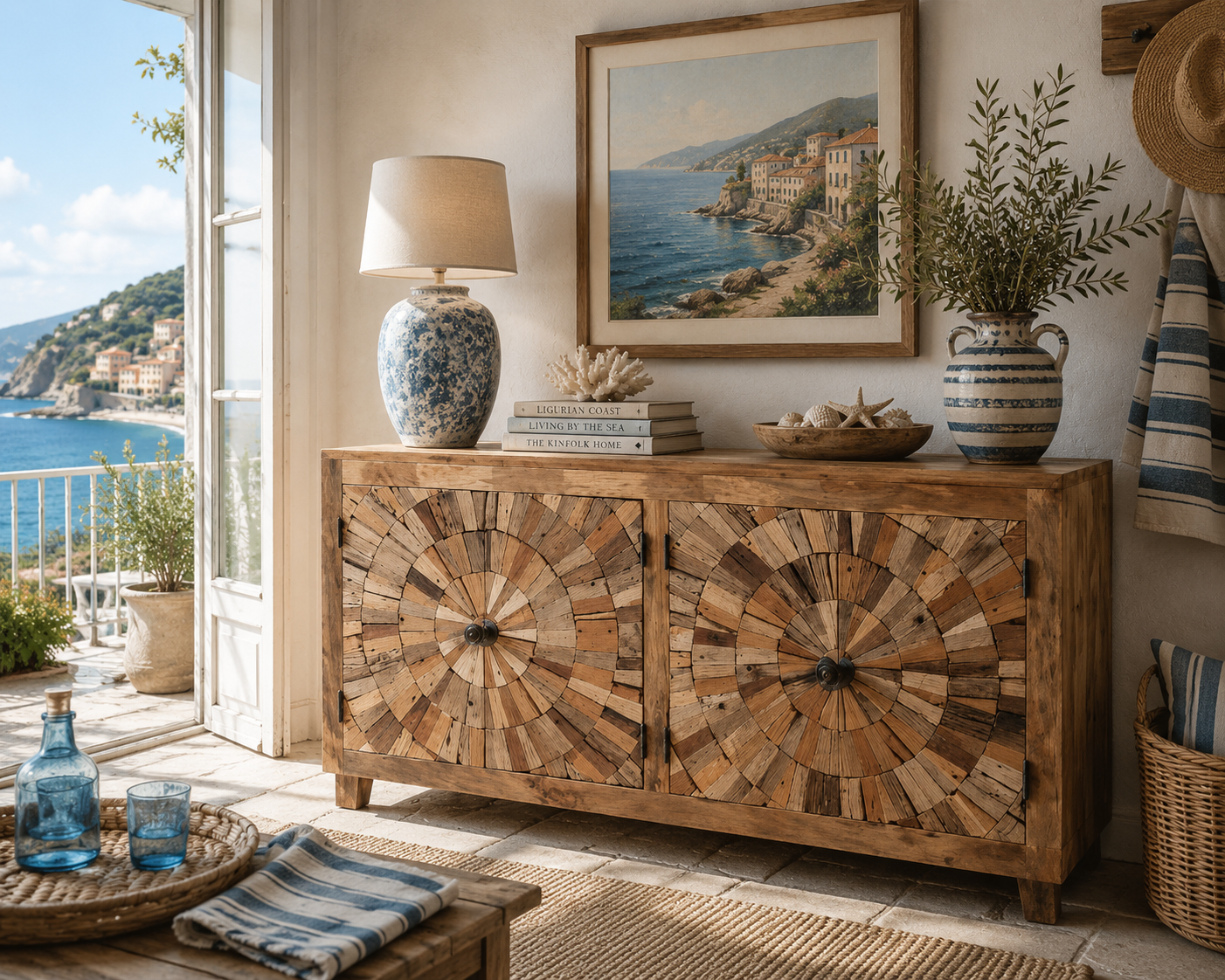 Credenza Astro — Ante a Raggiera in Legno di Recupero 180 cm