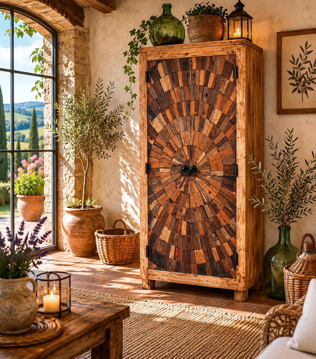 Stipo Astro — Anta a Raggiera in Legno di Recupero 90x181 cm