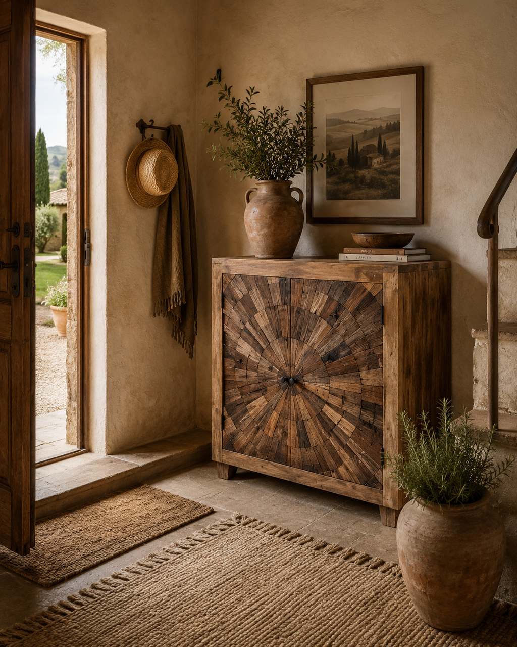 Credenza Astro Mini — 2 Ante a Raggiera in Legno di Recupero 91 cm