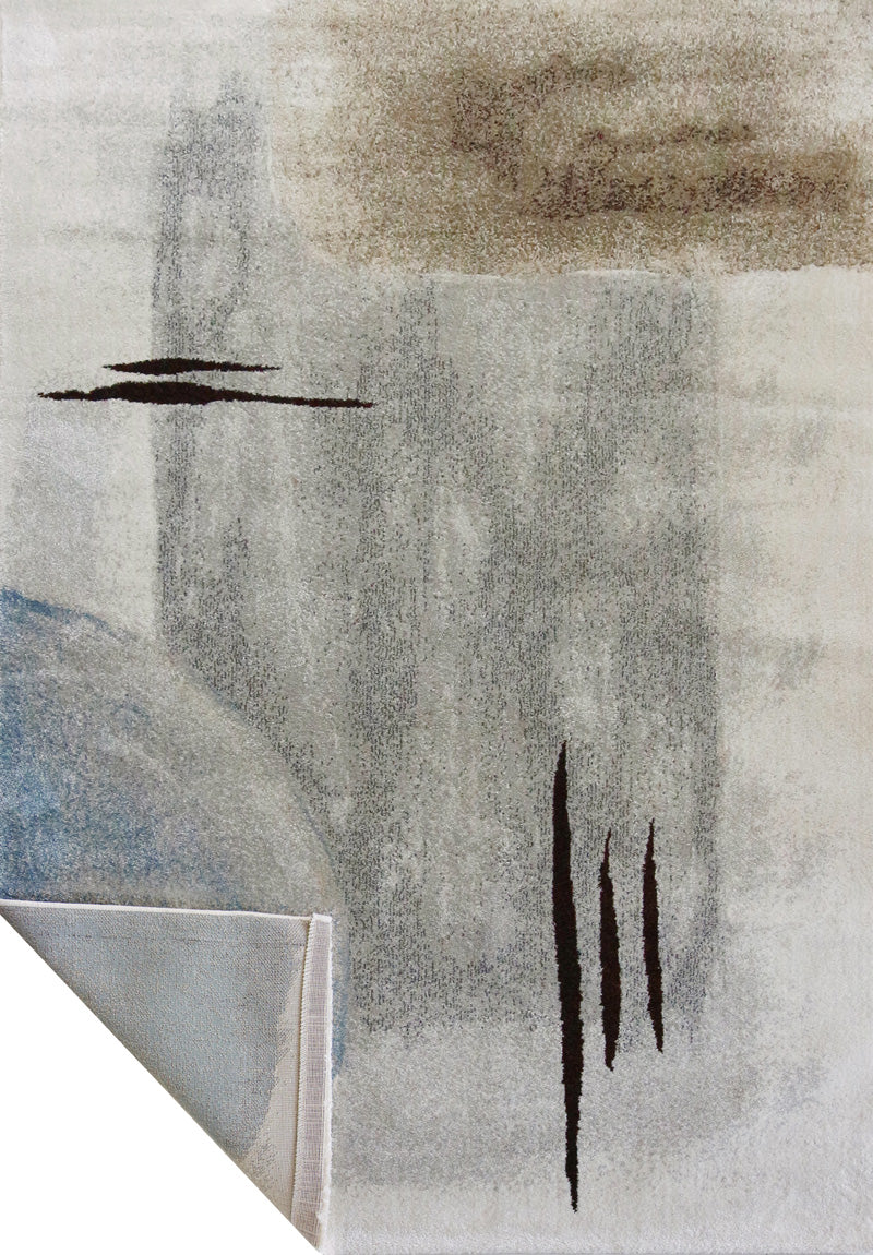 Tappeto Colore 7502 — Fantasie Astratte Blu, Arancione e Grigio