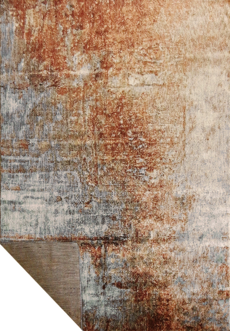 Tappeto Design 03 — Effetto Pittorico Terracotta e Grigio a Pelo Medio