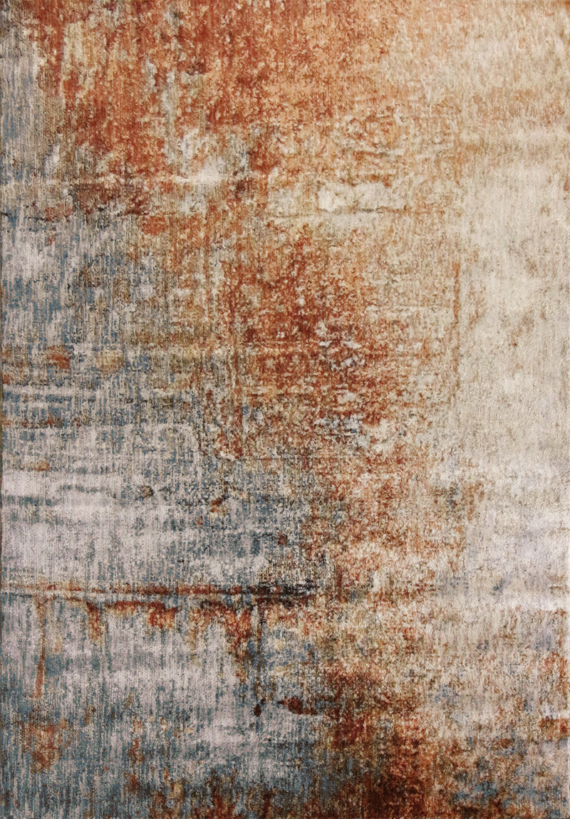 Tappeto Design 03 — Effetto Pittorico Terracotta e Grigio a Pelo Medio