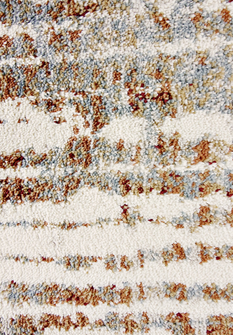 Tappeto Design 04 — Righe Naturali Beige e Grigio a Pelo Medio