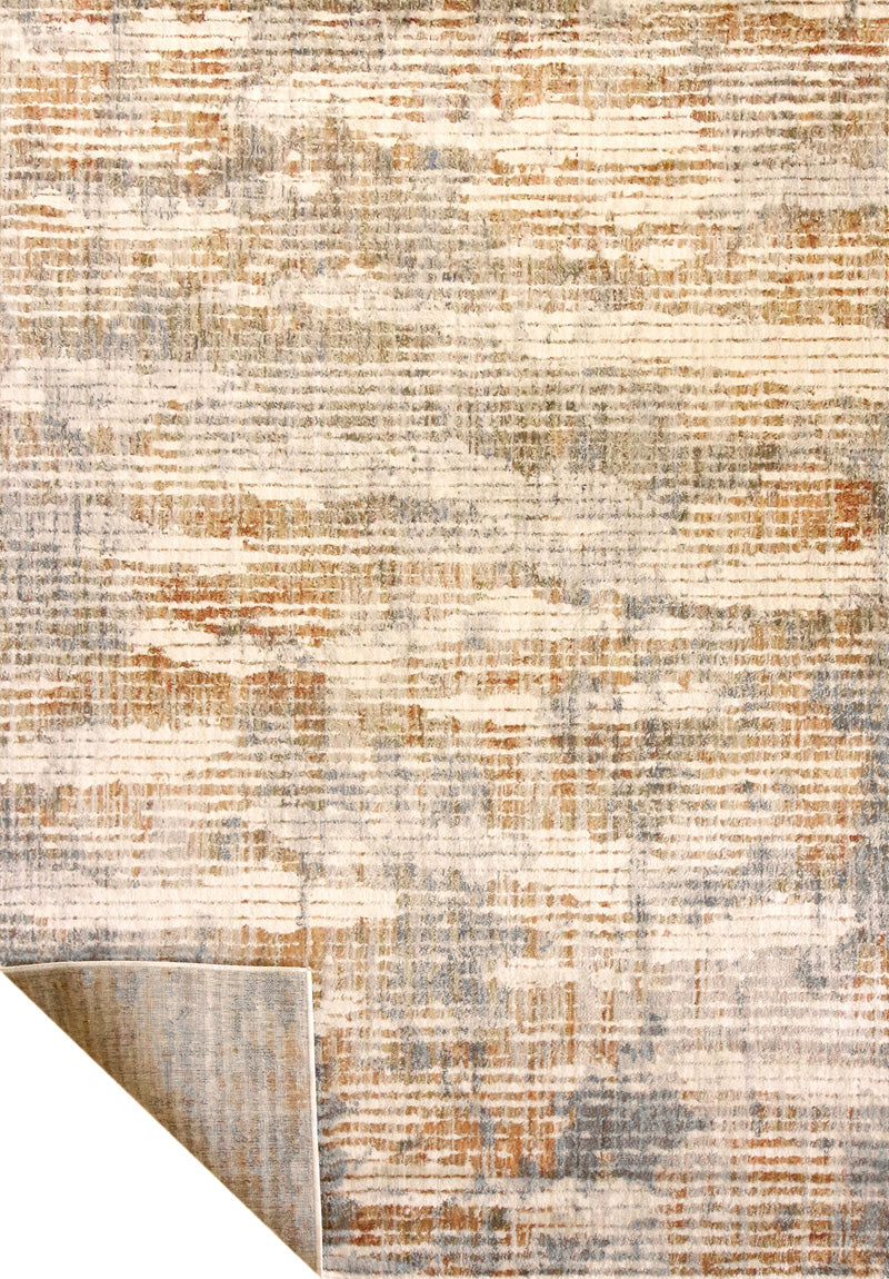 Tappeto Design 04 — Righe Naturali Beige e Grigio a Pelo Medio