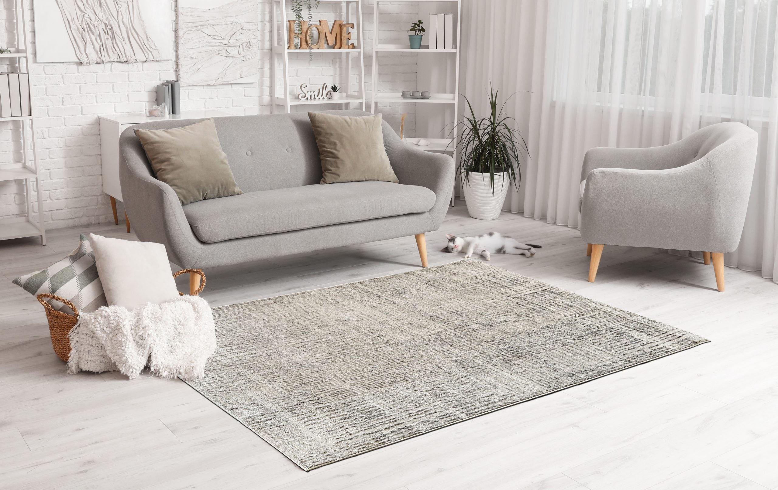 Tappeto Glossy 24 — Trame Cangianti Argento e Grigio Perla a Pelo Medio