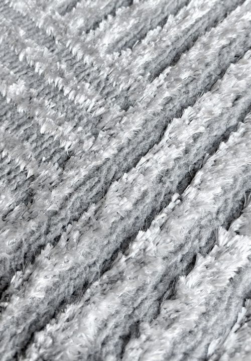 Tappeto Glossy 25 — Blocchi Geometrici in Rilievo Grigio Argento a Pelo Medio