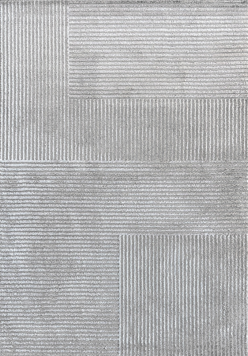 Tappeto Glossy 25 — Blocchi Geometrici in Rilievo Grigio Argento a Pelo Medio
