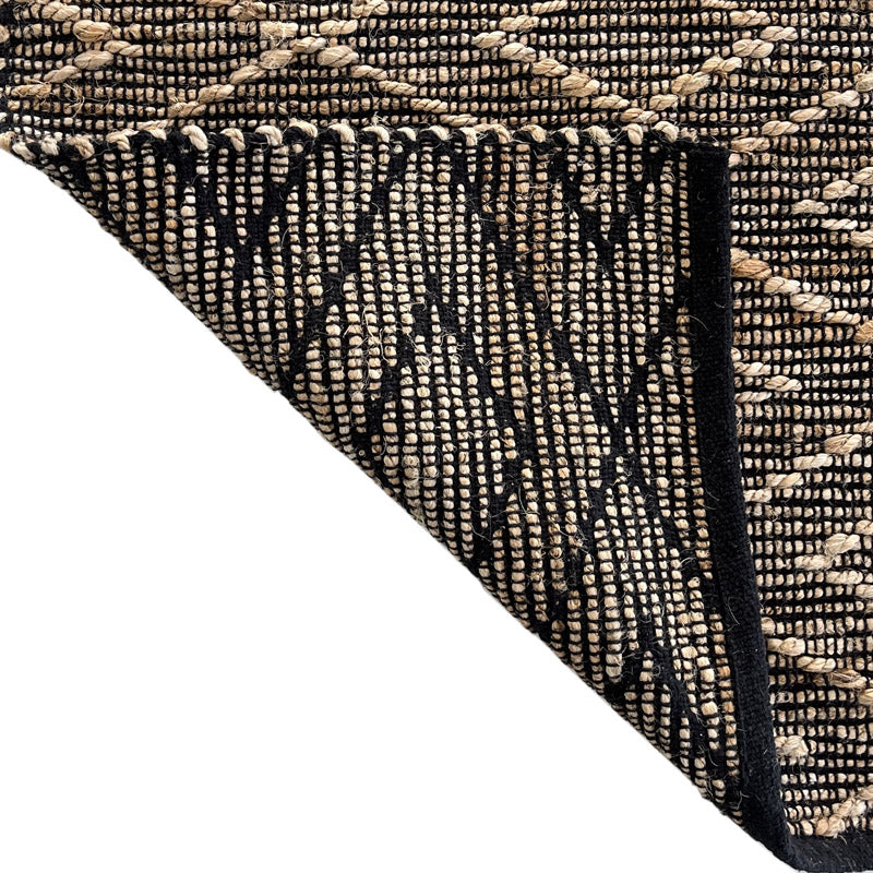 Tappeto Juta J232B — Tessuto a Mano Juta e Cotone Nero 150x220