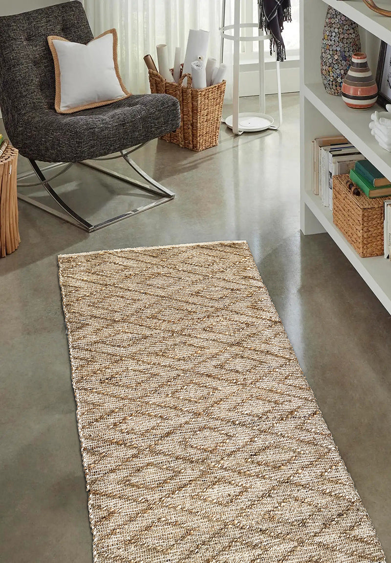 Tappeto Juta J232 Natural — Rombi in Rilievo Tessuto a Mano 150x220